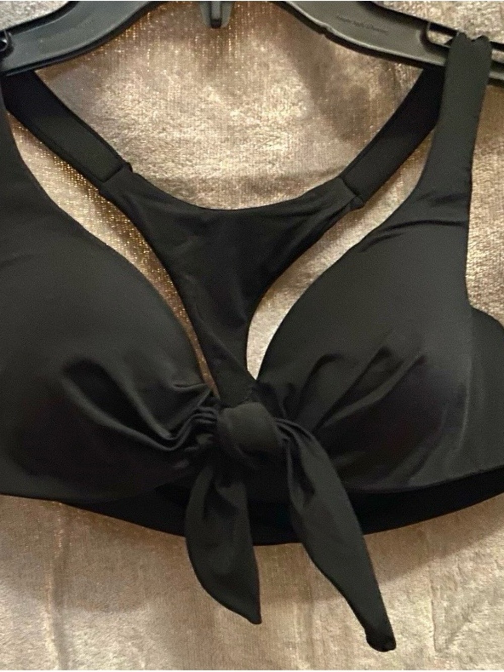smart & sexy Black Tie-Front Bikini Top NWT